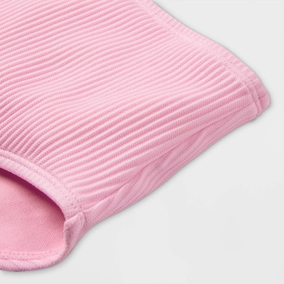 Girls Bandeau Ribbed Top & High Rise Hipster Ribbed Bottom Bikini Swim Set L - Picture 8 of 10